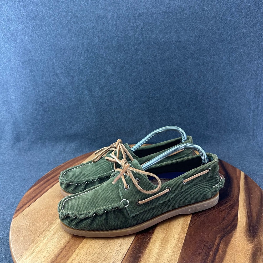 Sperry Top-Sider Mens 7.5M Olive Green Corduroy Boat Shoes 10509851 Loafers - Picture 5 of 12
